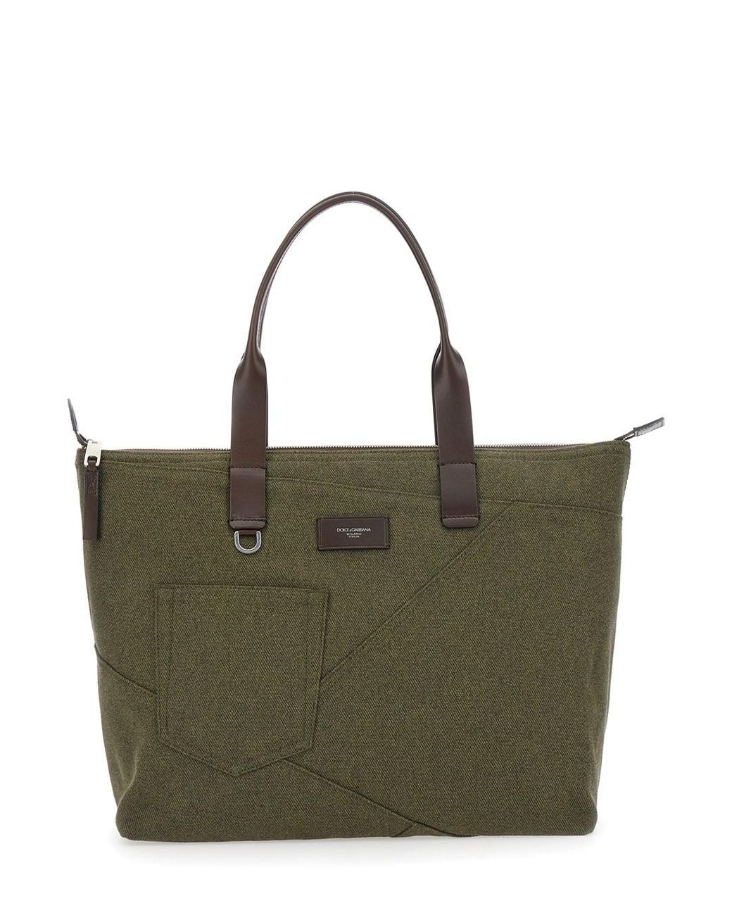 Dolce & Gabbana Green Adamo Shopper Bag With All-Over Print for men