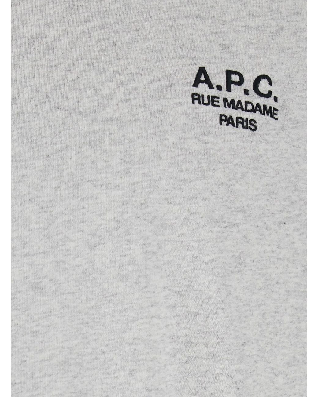 A.P.C. Gray Crewneck T-Shirt With Logo Embroidered On The Front for men