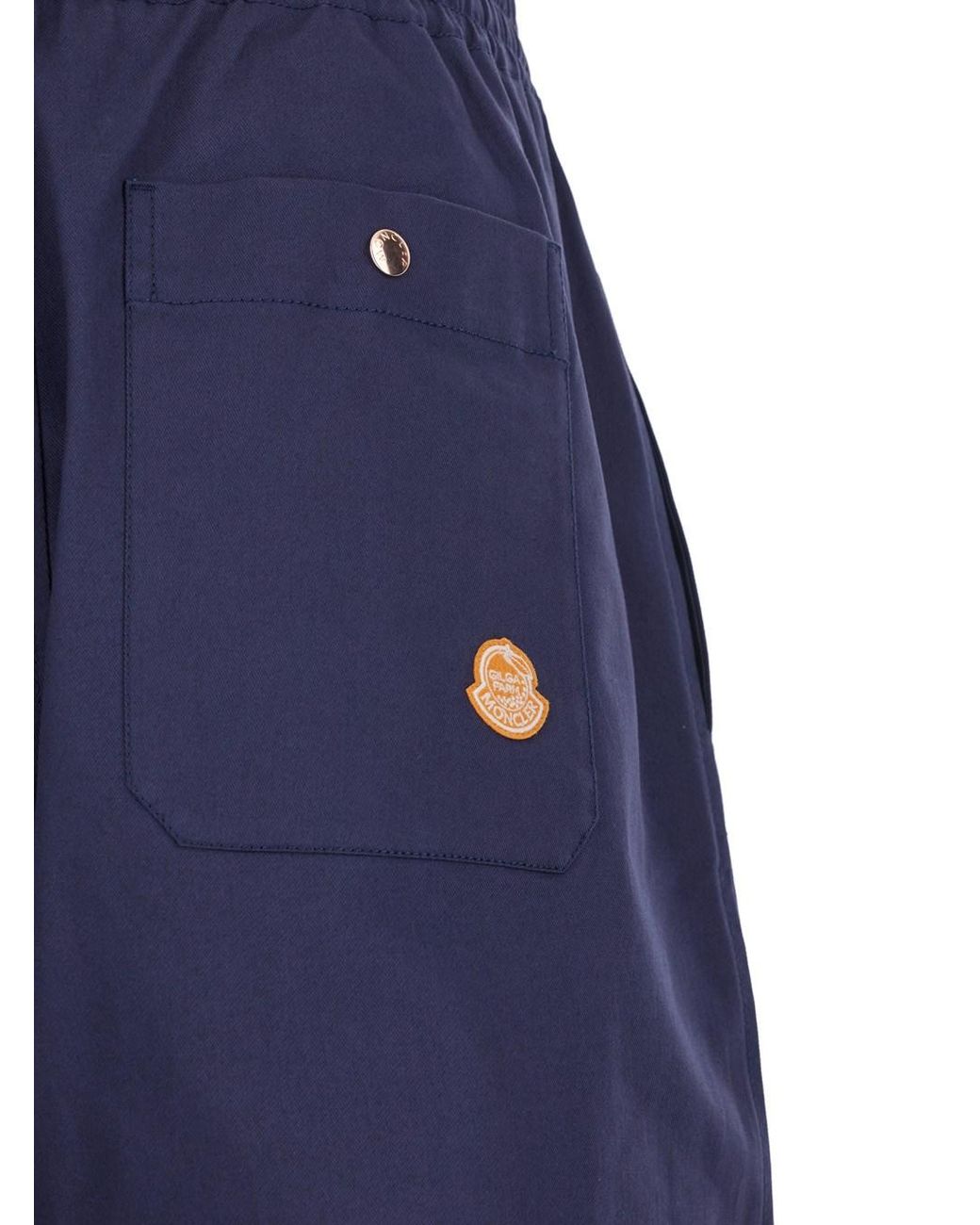 Moncler Genius Blue Pants With Elastic Waist And Logo Patch On The Rear for men