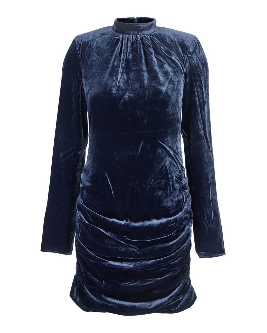 ROTATE BIRGER CHRISTENSEN Blue Mini Dress With High Neck And Rear Zip Closure