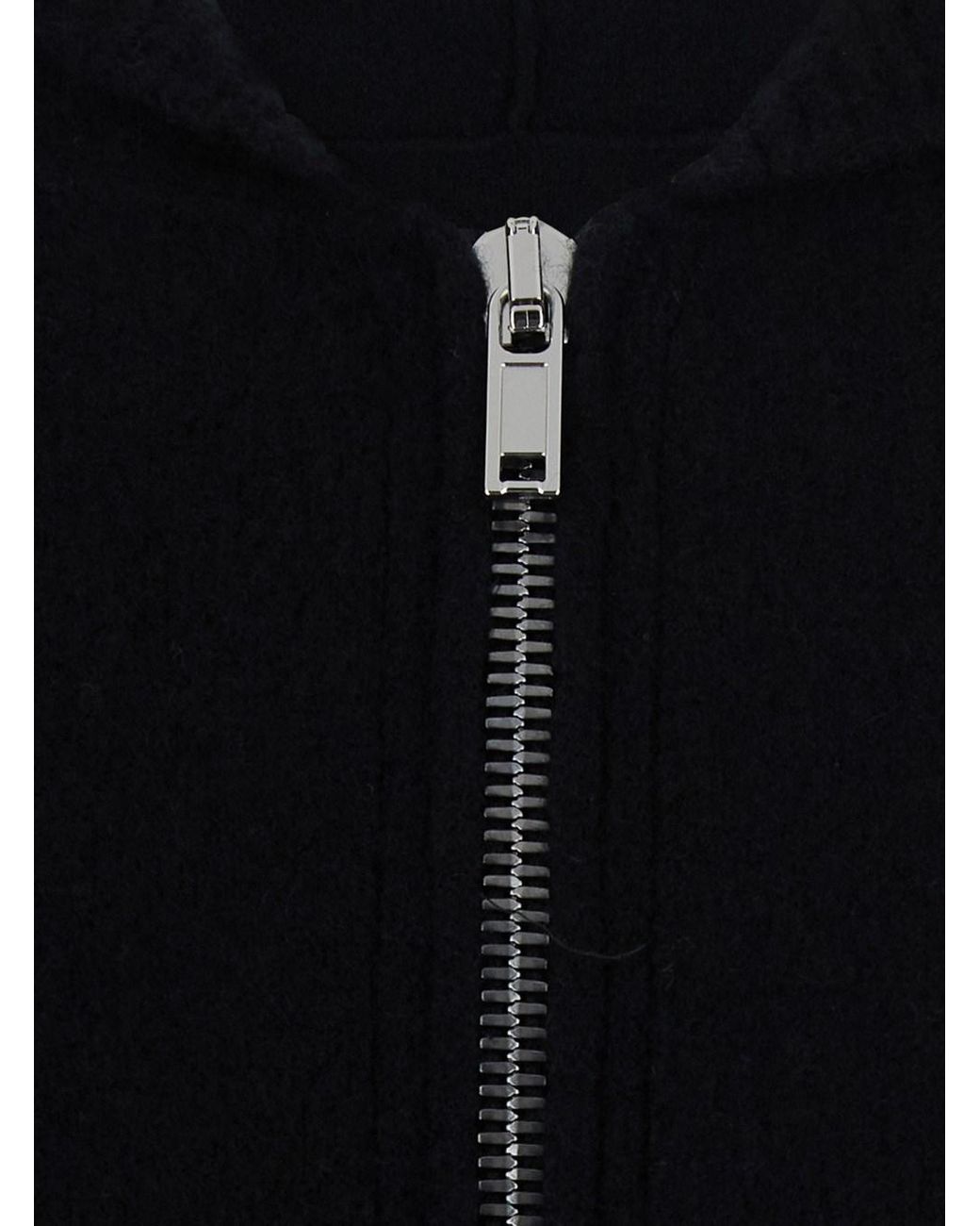 Rick Owens Black Hooded Sweatshirt With Fixed Hood And Front Zip Closure for men