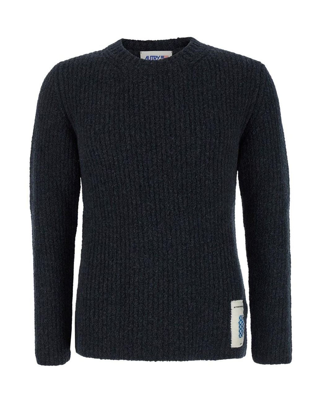 Autry Blue Crewneck Sweater With Logo Patch for men