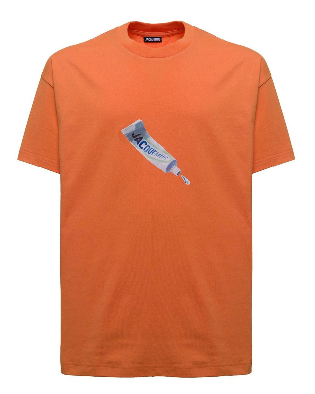 Jacquemus Orange Cotton T-shirt With Toothpaste Logo Print for Men 