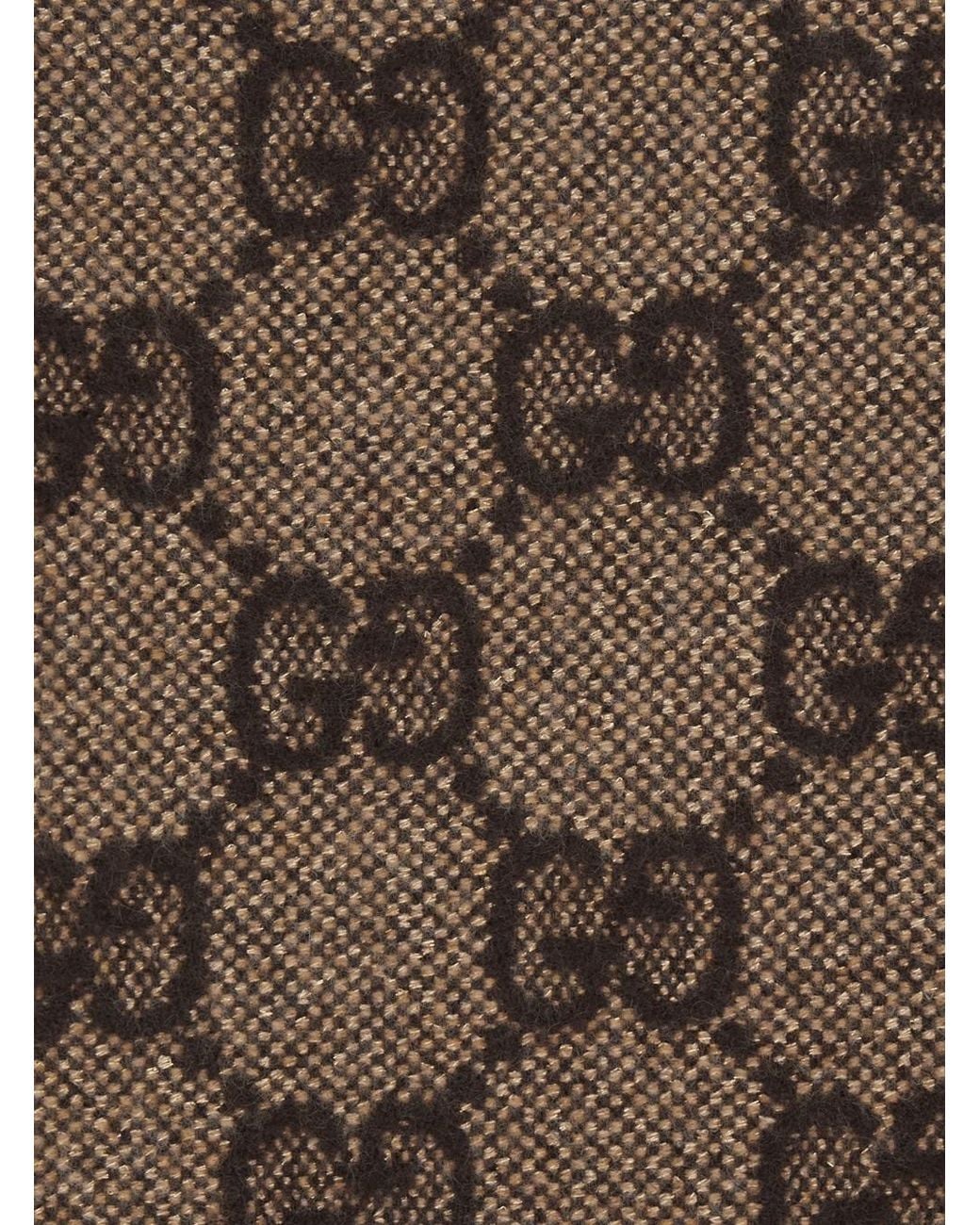 Gucci Brown Scarf With Fringed Hem And All-Over Gg Motif