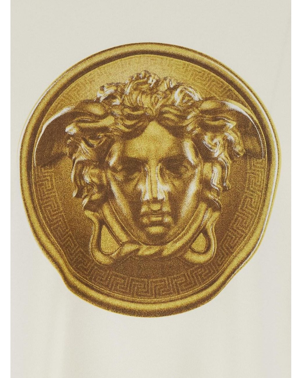 Versace Natural T-Shirt With Mudusa Doblone Print On The Front for men