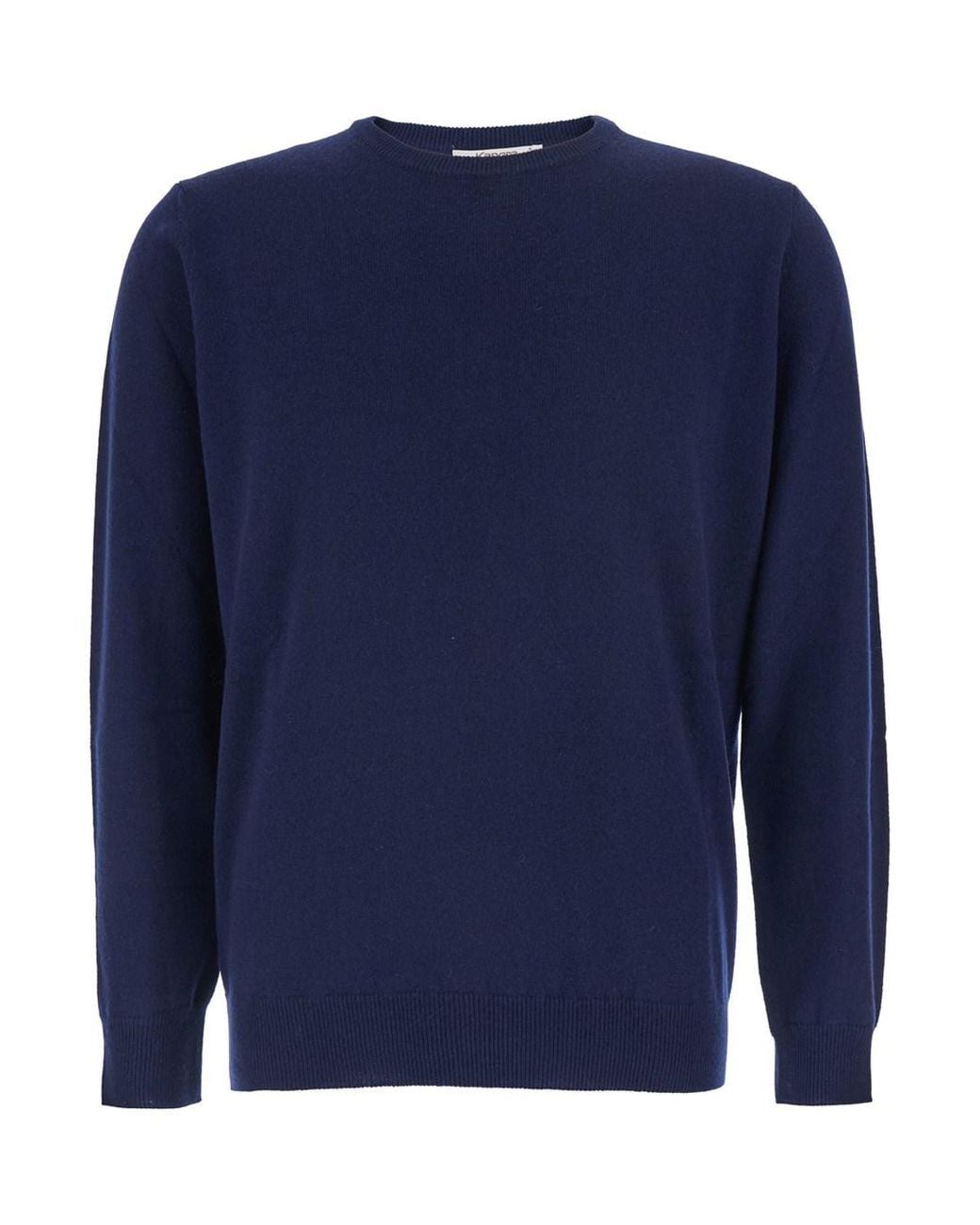 Kangra Blue Crewneck Sweater With Ribbed Trims for men