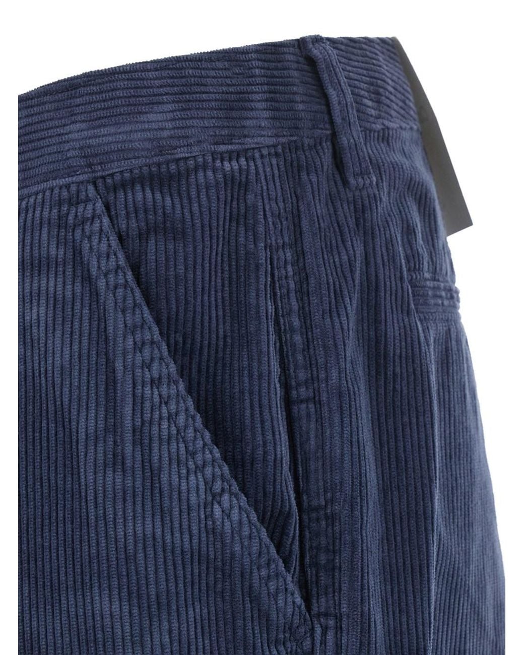Calvin Klein Blue Velvet Pants With Pockets And Straight Hems for men