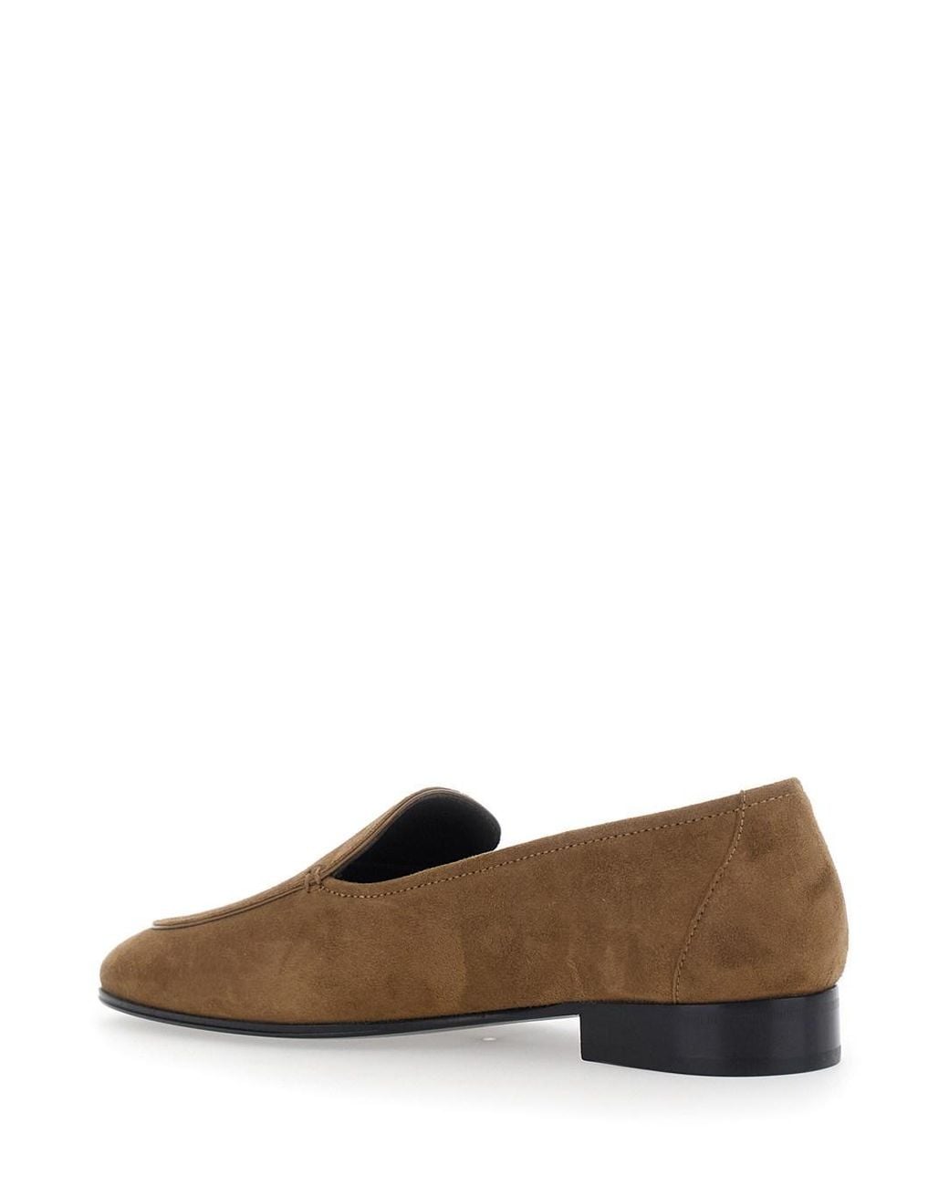 The Row Brown 'Adam' Loafers With Rounded Toe And Low Leather Heel In