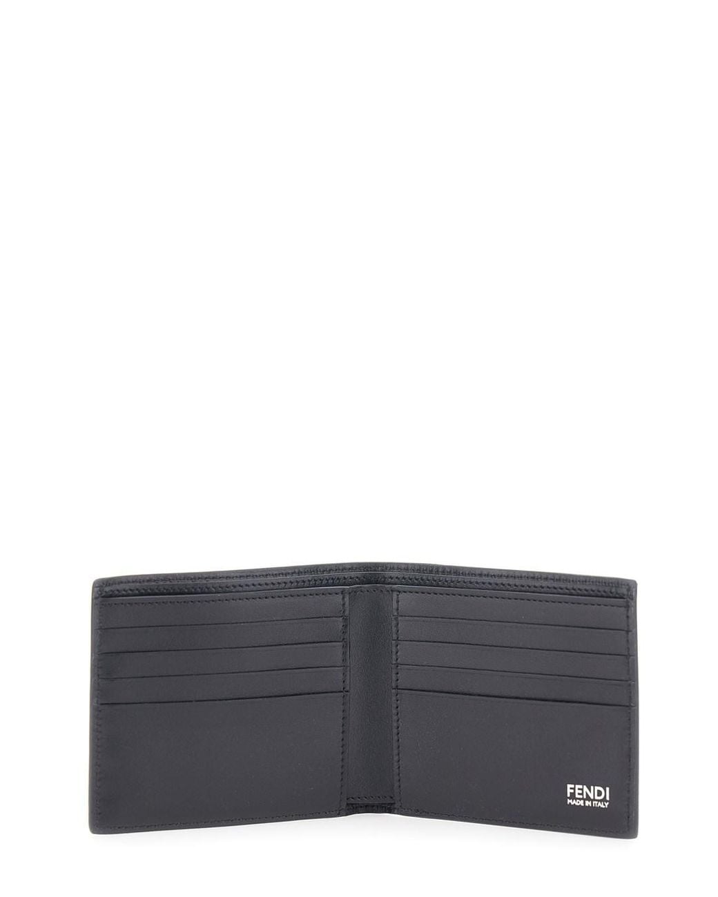 Fendi Black Bi-Fold Wallet With Ff Logo Plaque for men