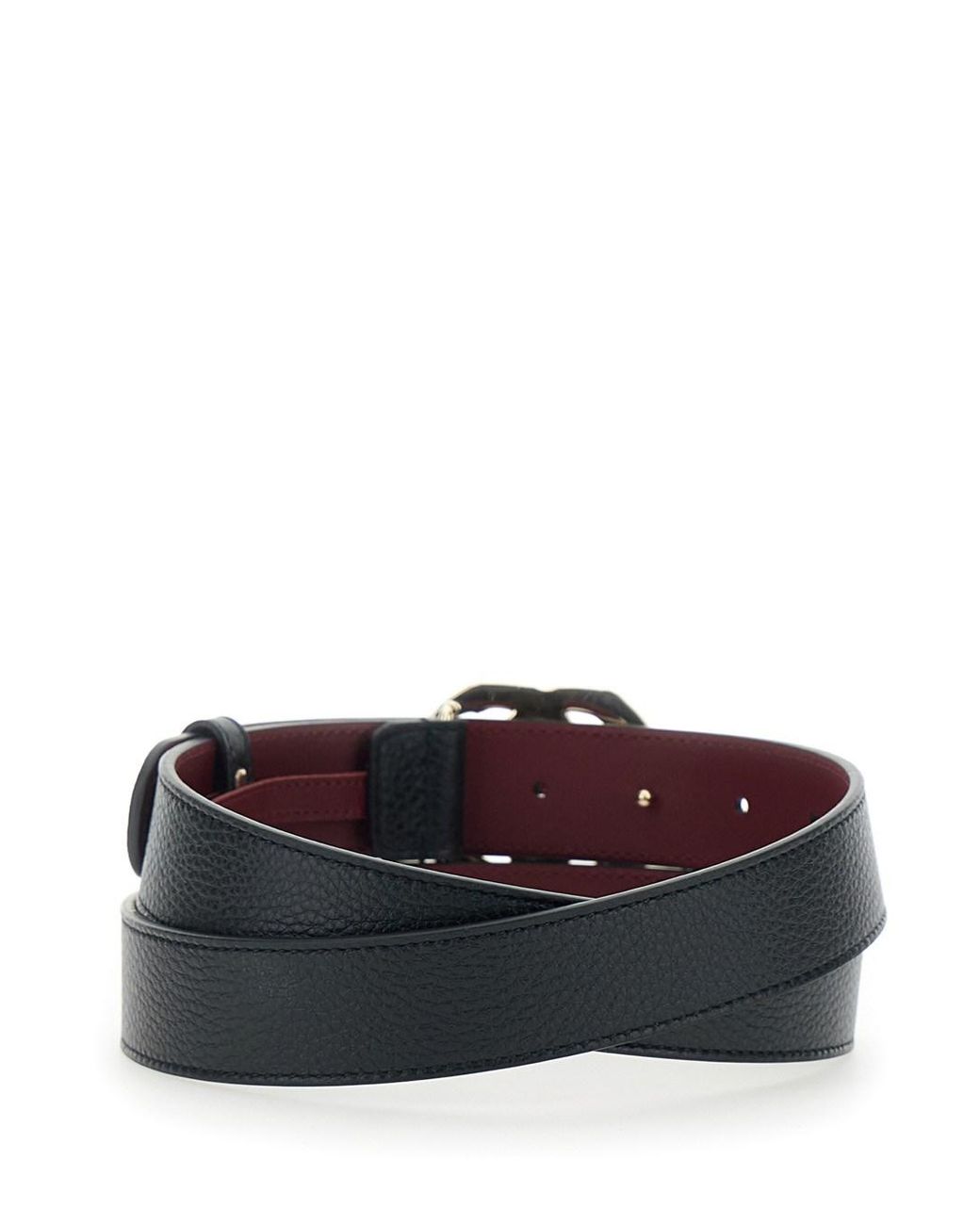 Gucci Black Leather Belt With Gg Buckle, Calf