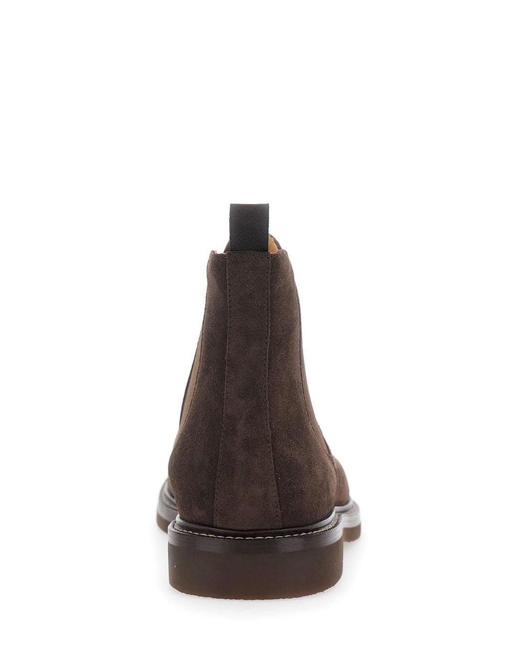 Brunello Cucinelli Brown Ankle Boots With Contrasting Stitching And El for men