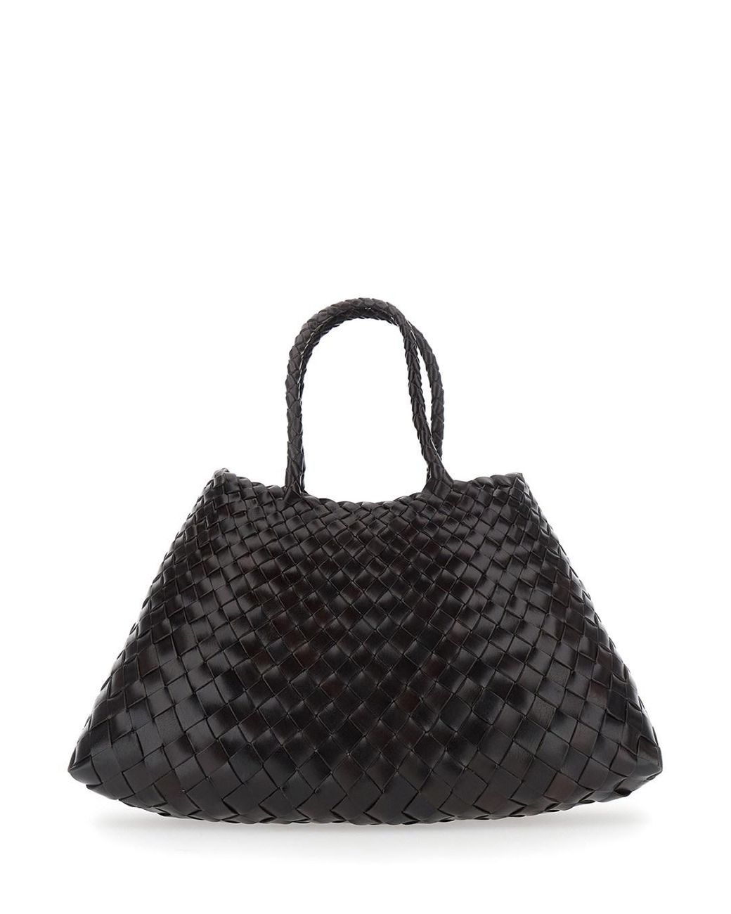 Dragon Diffusion Black 'Santa Croce' Small Handbag With Woven Design I