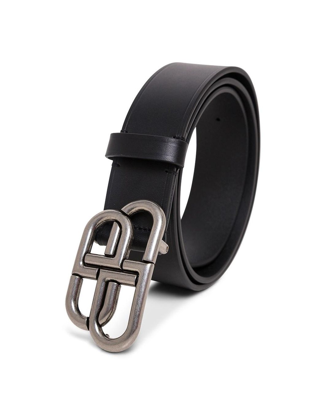Balenciaga Black Leather Belt With Bb Buckle for men