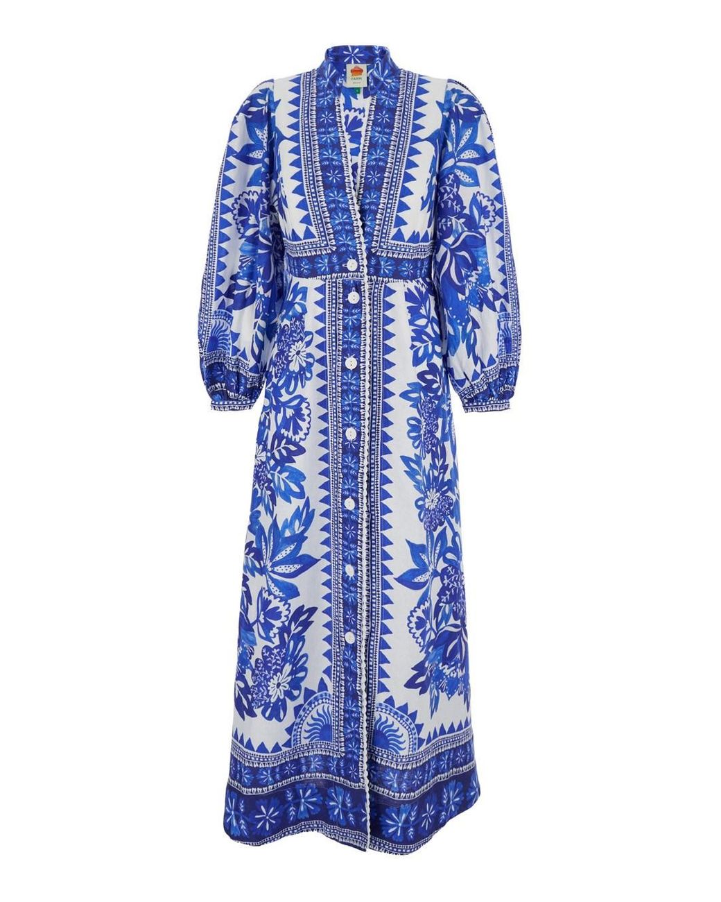 Farm Rio Blue Maxi FARM Rio Flora Tapestry Maxi Dress in Blue | Lyst