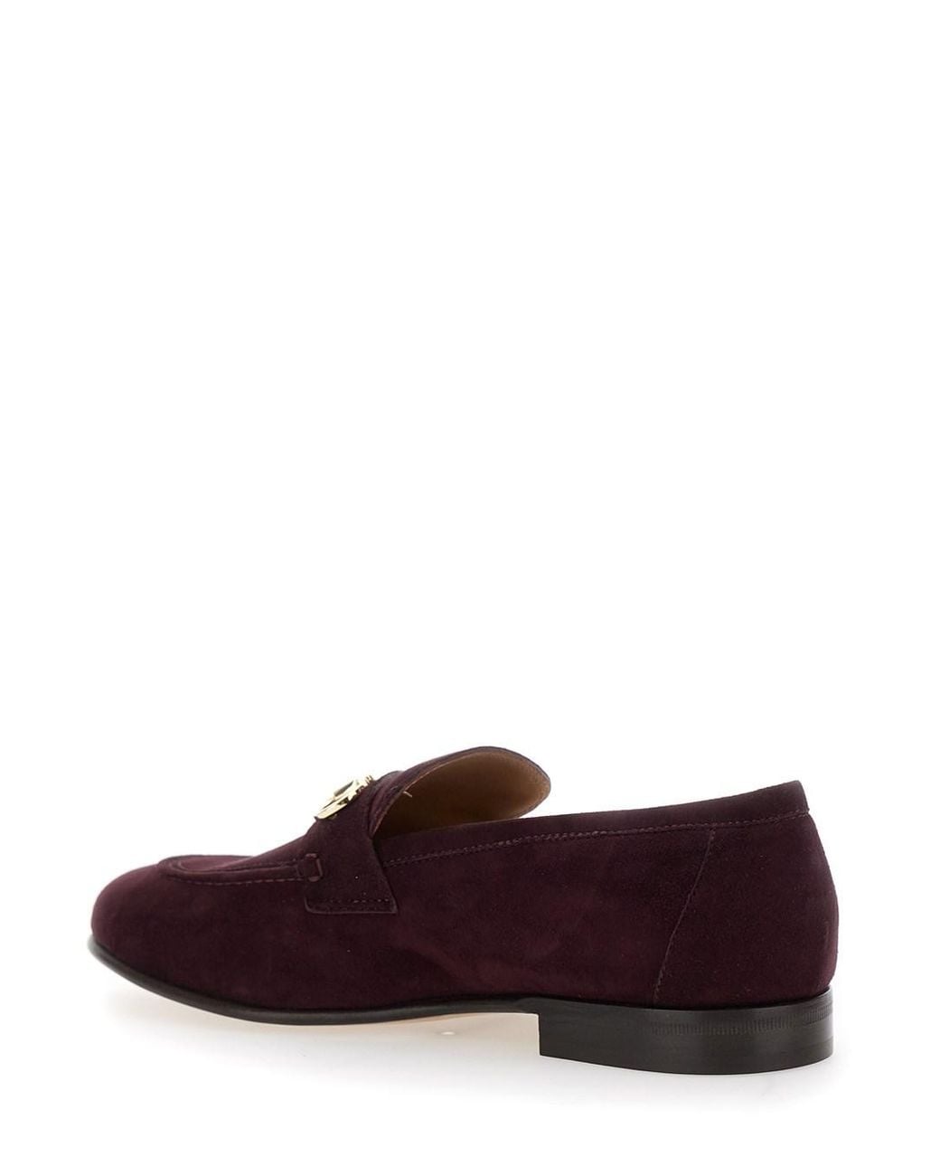 Ferragamo Purple Bordeaux Loafers With Gancini Plaque On The Front And Low Heel