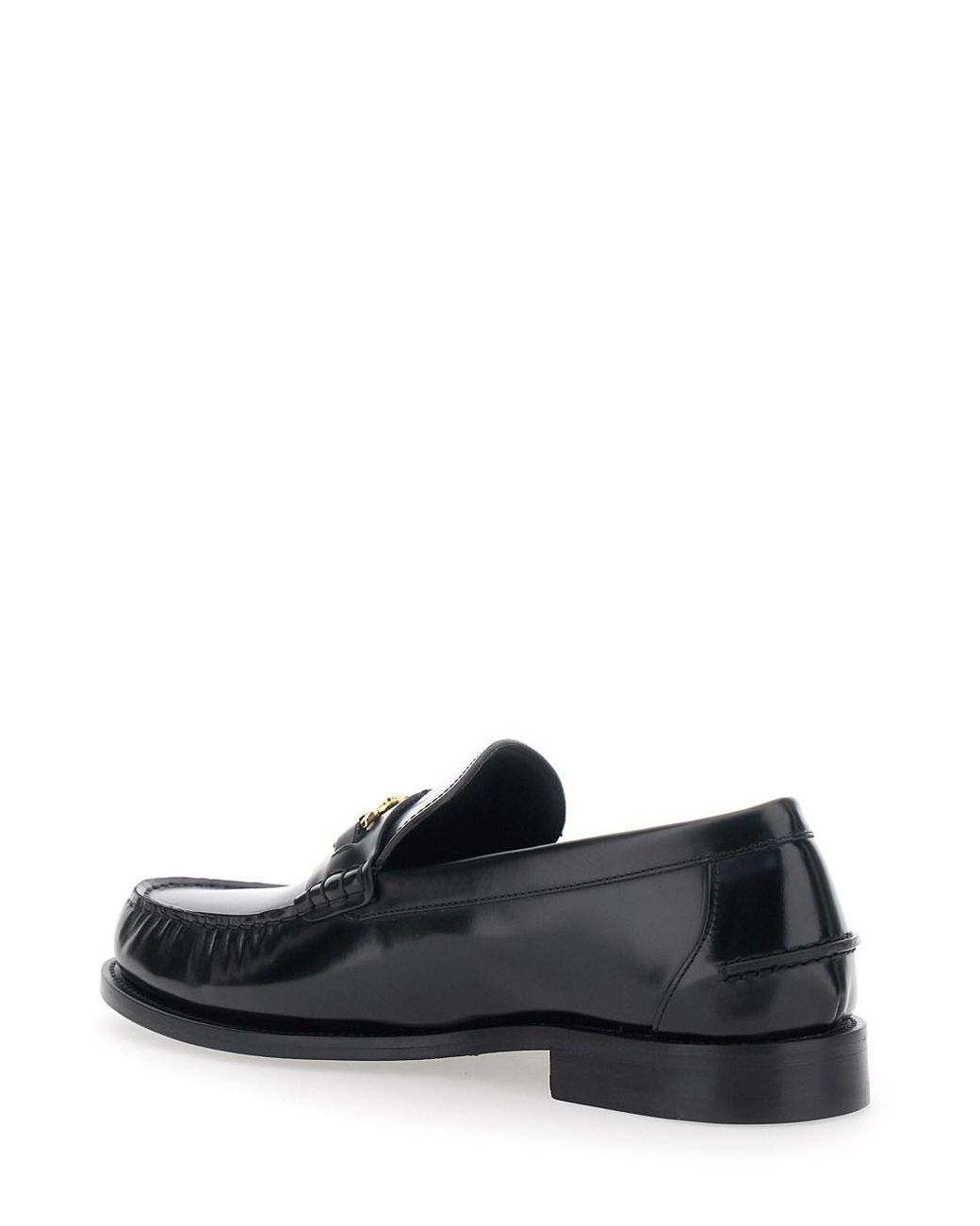 Versace Black Loafers With Metallic Medusa Head Detail for men