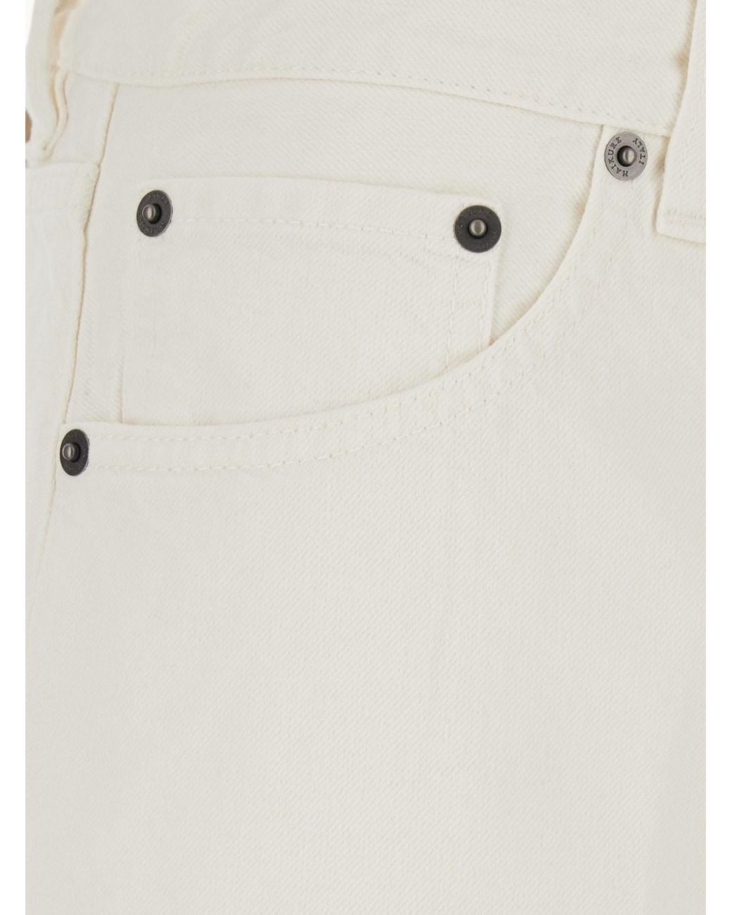 Haikure White Jeans With Belt Loops And Logo Patch On The Back