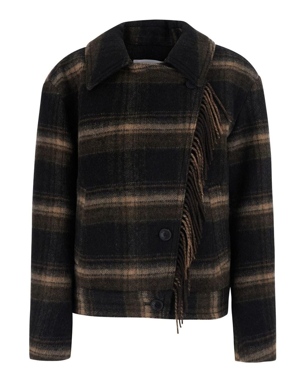 Isabel Marant Black 'Galeane' Jacket With Striped Motif And Fringe Details
