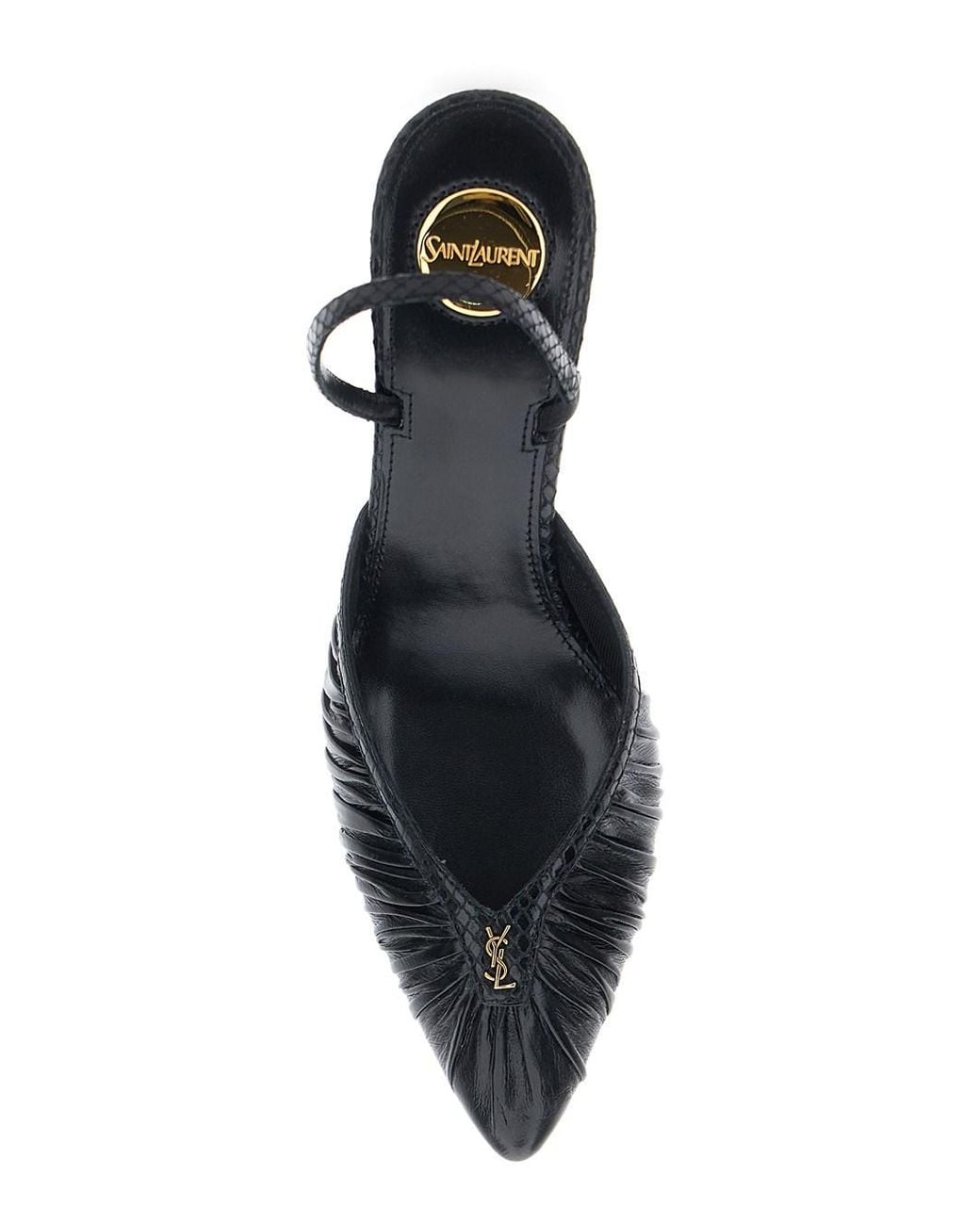 Saint Laurent White Folie 75 Slingback Pump Embossed Python