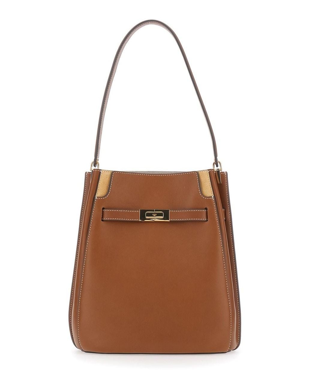 Tory Burch Brown Shoulder Bag Lee Radziwill Leather Cow