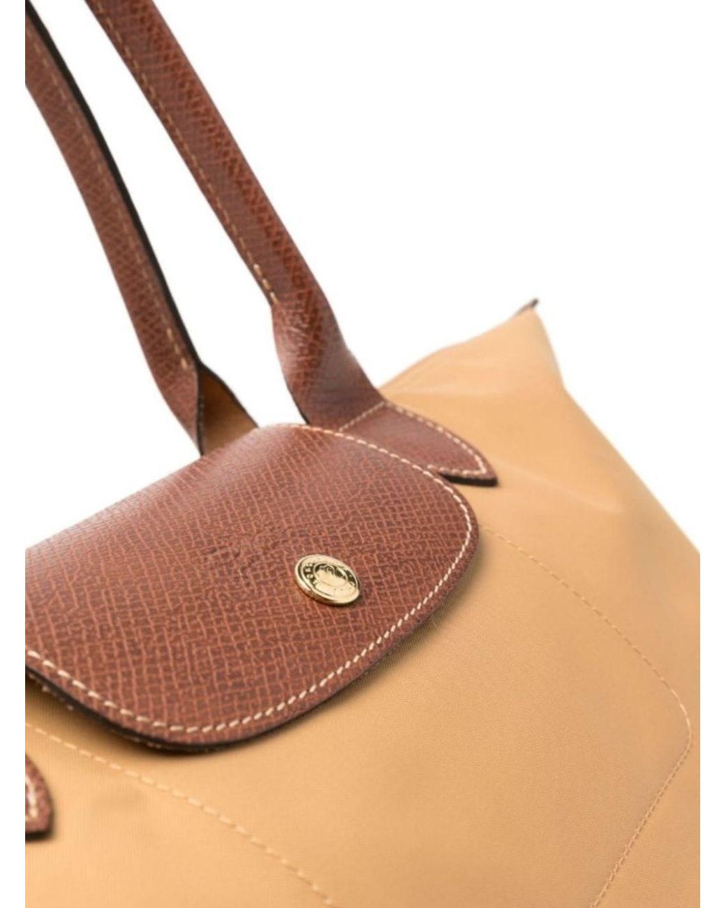 Longchamp Natural 'Le Pliage Original' Shoulder Bag With Embossed Logo