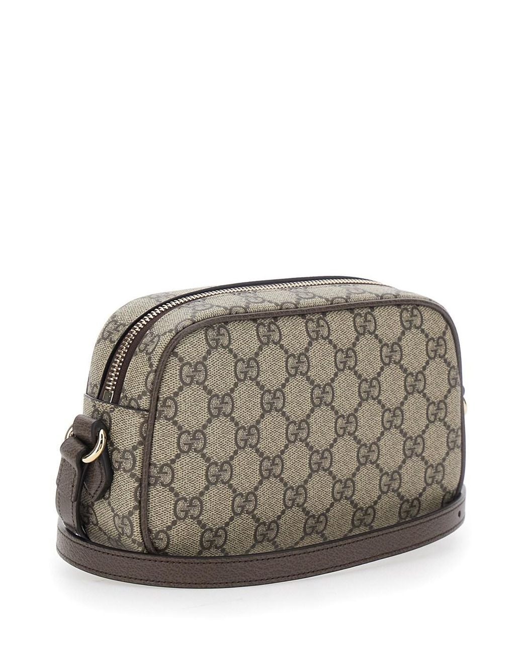 Gucci Gray Mini 'Ophidia' Bag With Shoulder Strap And Gg Canvas Web D