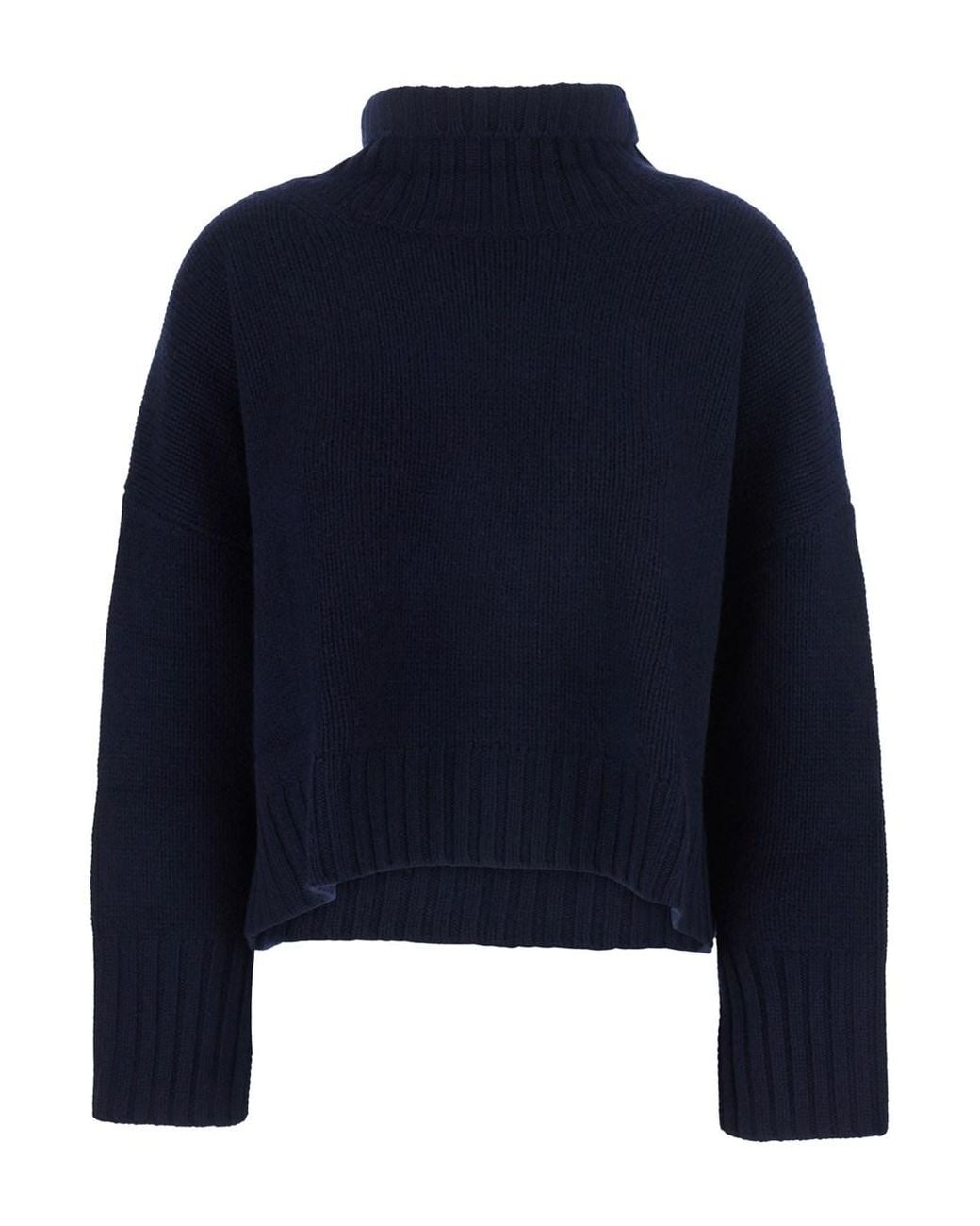 Soft Goat Blue Sweater "Girlfrinded Turtleneck" With High Collar And Long S