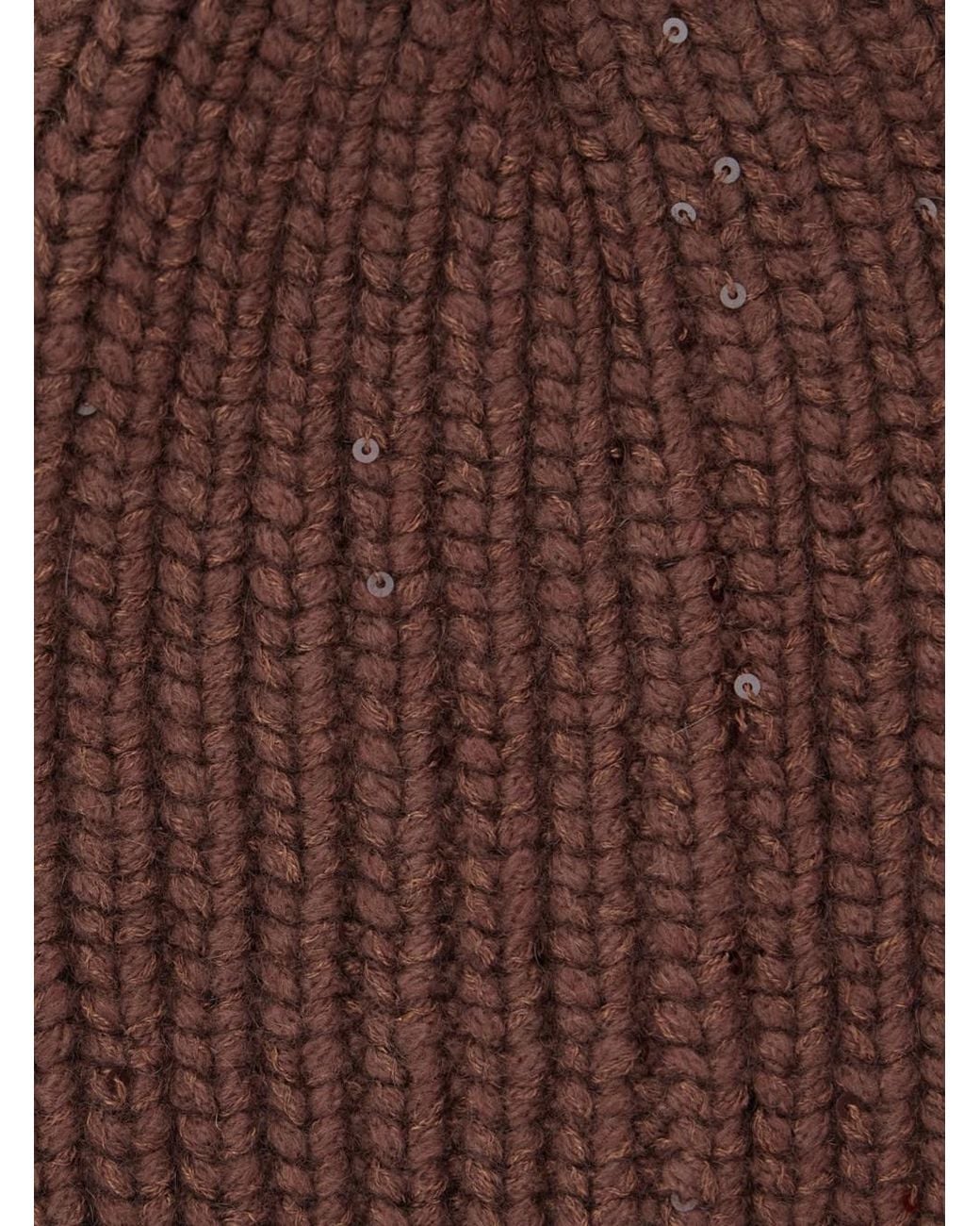 Brunello Cucinelli Brown Knitted Beanie Cap