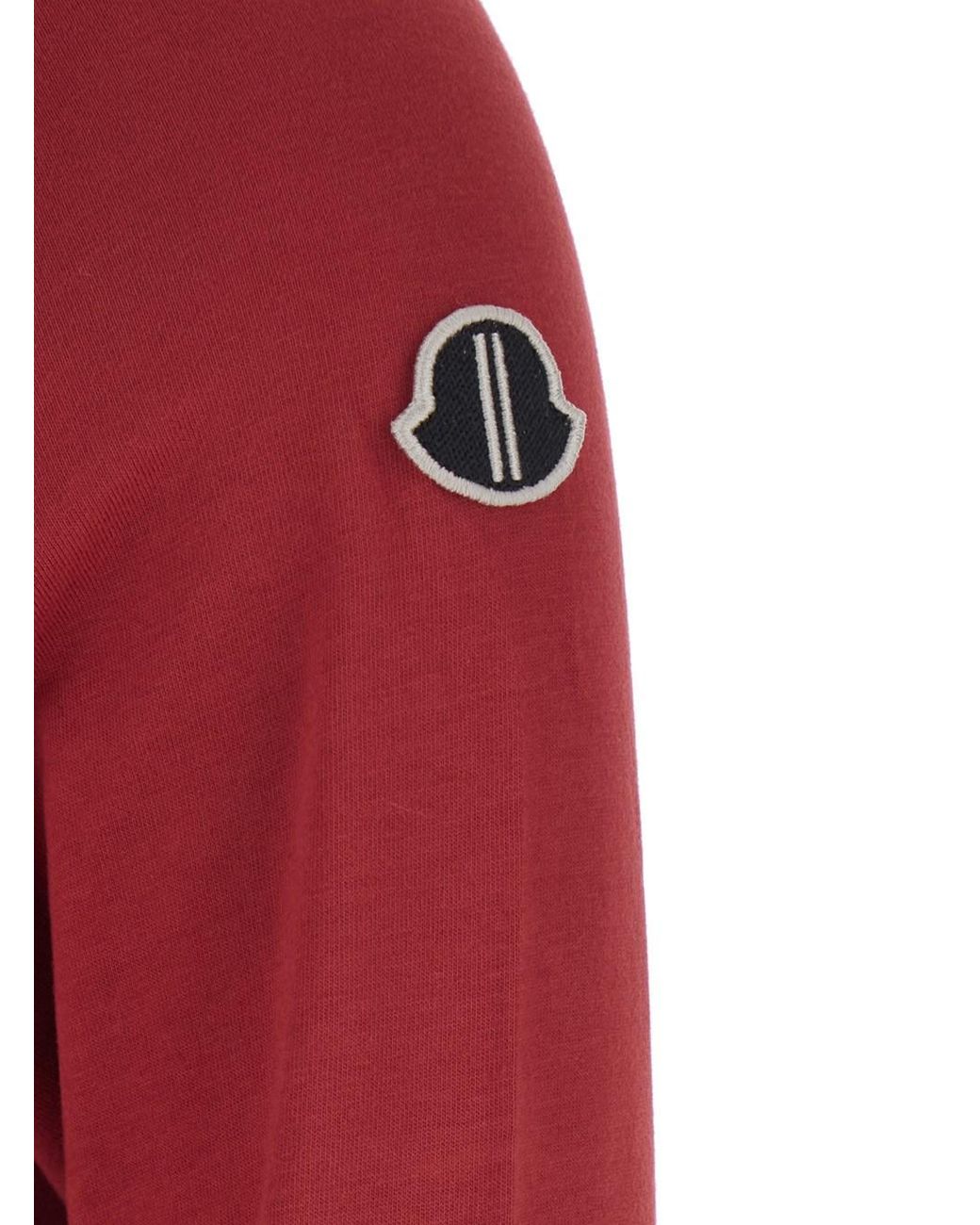 Rick Owens Red T-Shirt 'Girder' Crew Neck With Long Sleeves And