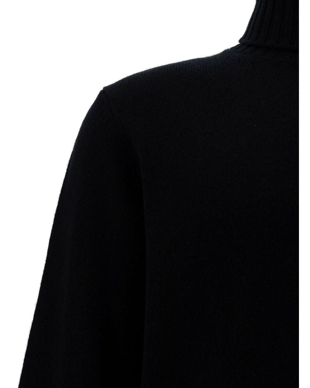 GAUDENZI Black Turtleneck Sweater With Ribbed Details for men