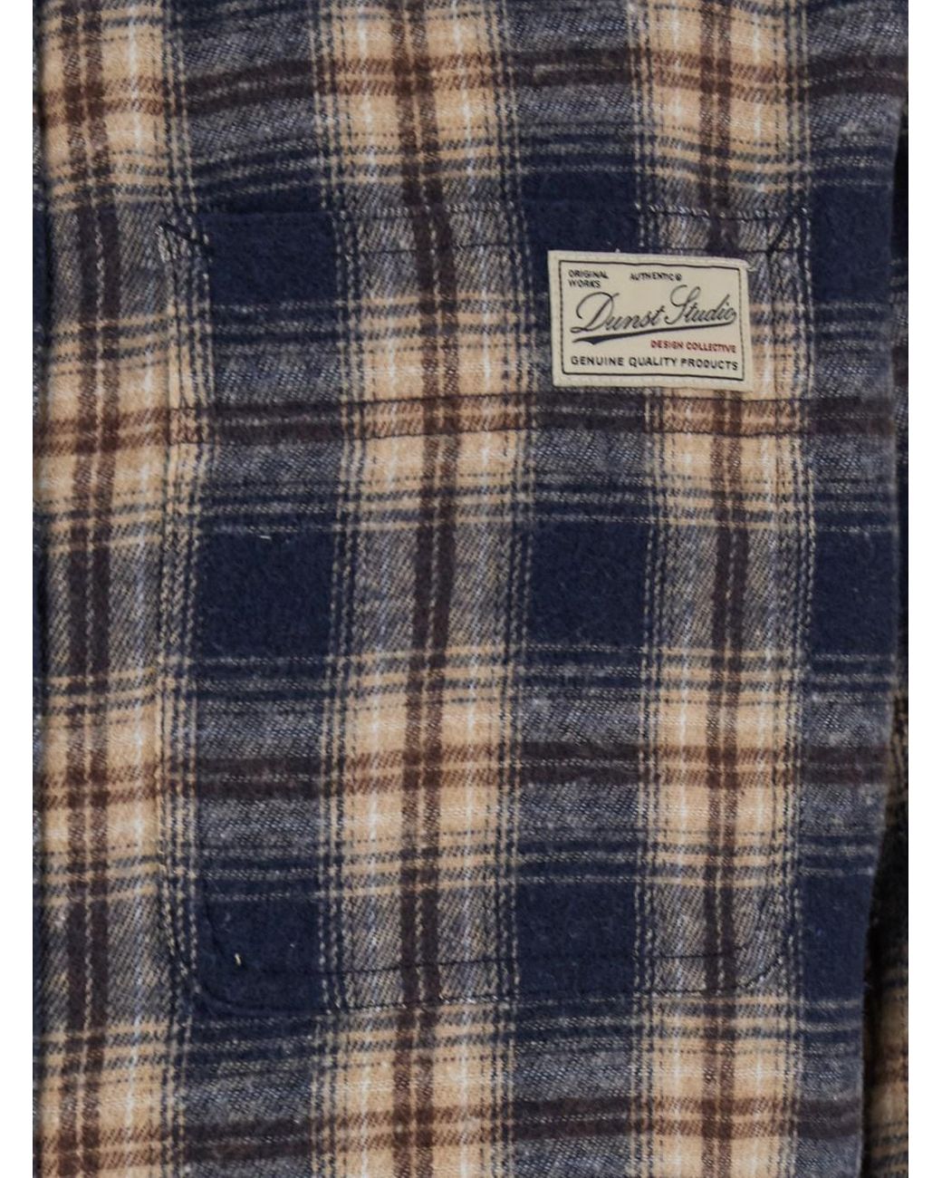 DUNST Blue Checkered Shirt With Front Logo Patch for men