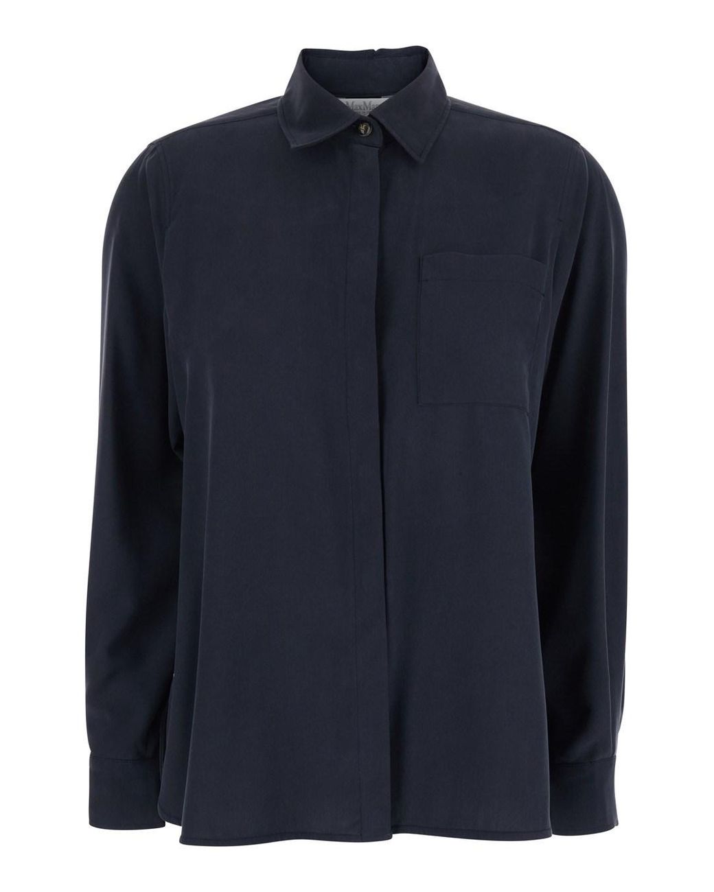 Max Mara Blue Shirt With Front Patch Pocket