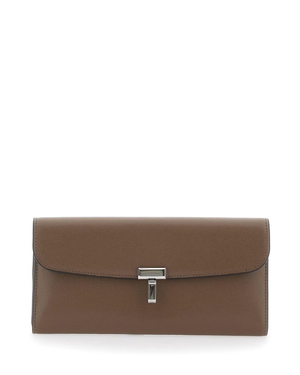 Totême Brown Leather Wallet With T-Lock Closure