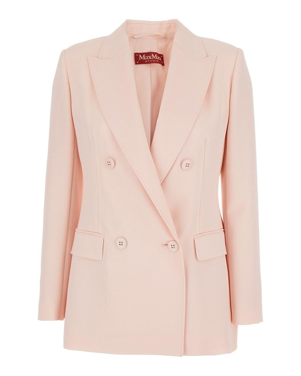Max Mara Pink Double-Breasted Jacket Virgin Wool