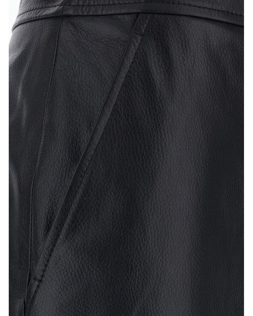 Max Mara Black Skirt Timore Leather Lamb
