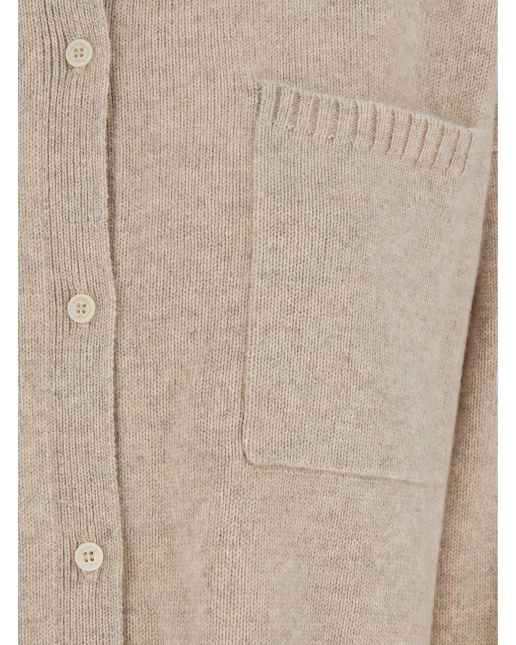 Max Mara Natural Cashmere Cardigan With Classic Collar Tops