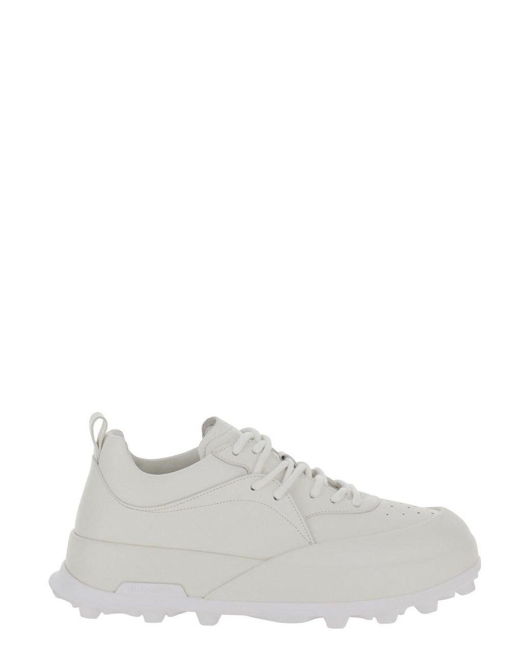 Jil Sander White Orb Low Top Sneakers With Cleated Sole for men