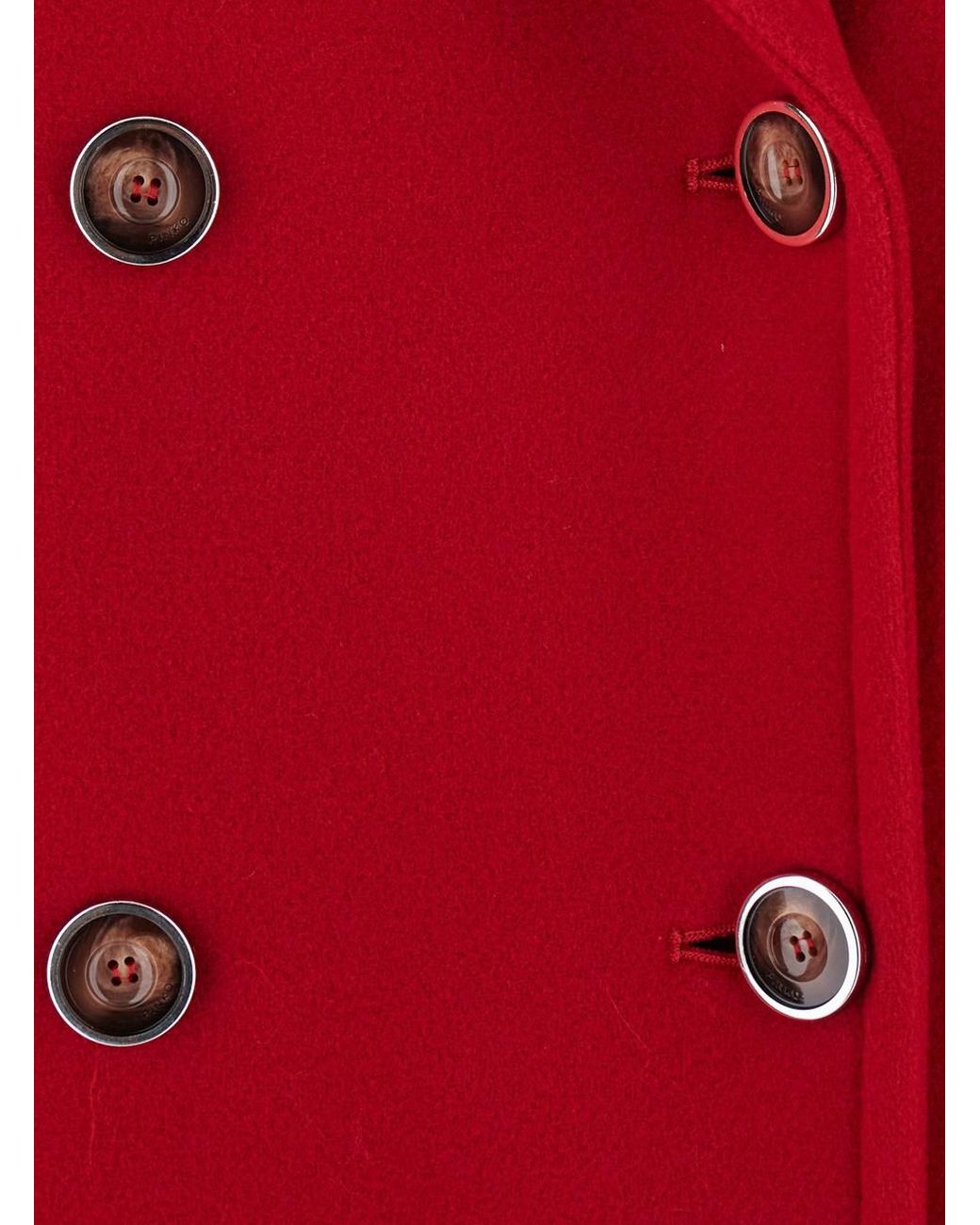 Pinko Red Coat Double-Breasted Wool