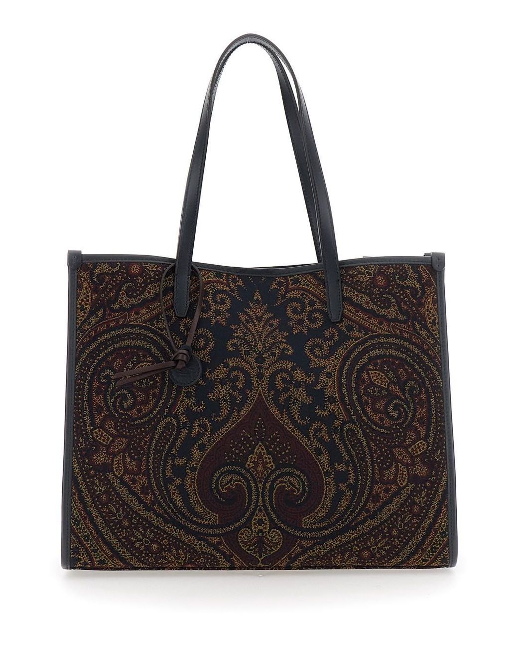 Etro Black 'Lovtter' Tote Bag With Jacquard Motif