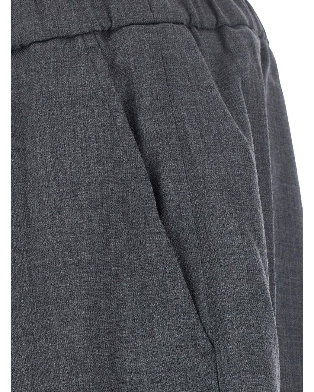 AMI Gray Wide-Leg Wool Trousers for men