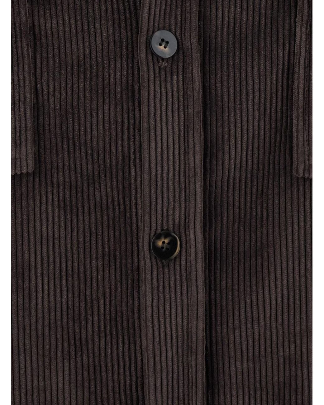 Le Plain Black Shirt With Classic Collar And Two Patch Pockets On The F