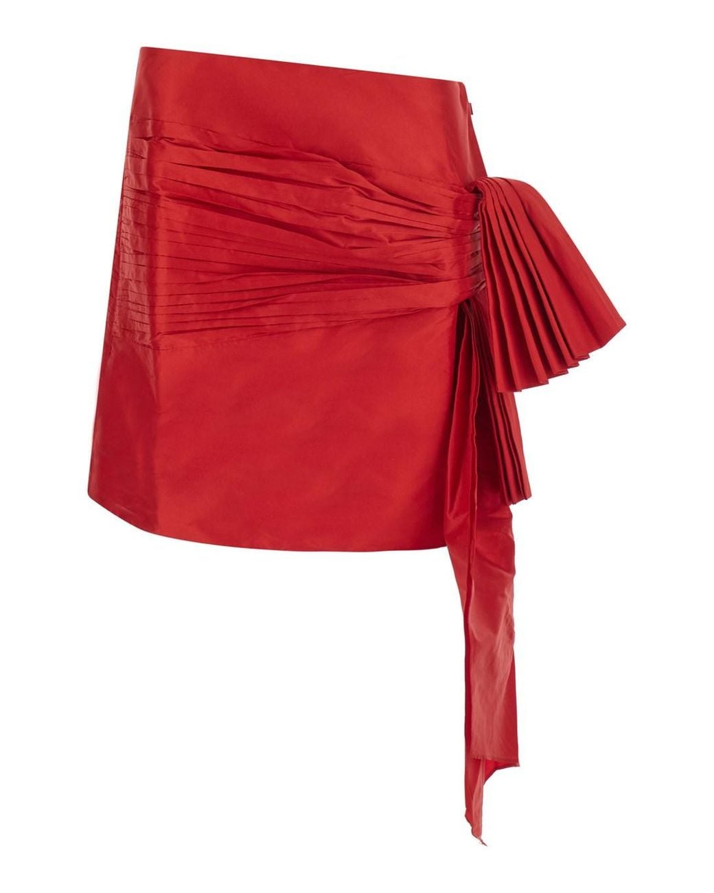 ROTATE BIRGER CHRISTENSEN Red Mini Bow Skirt Is A Skirt Characterized By A Mini Design And A