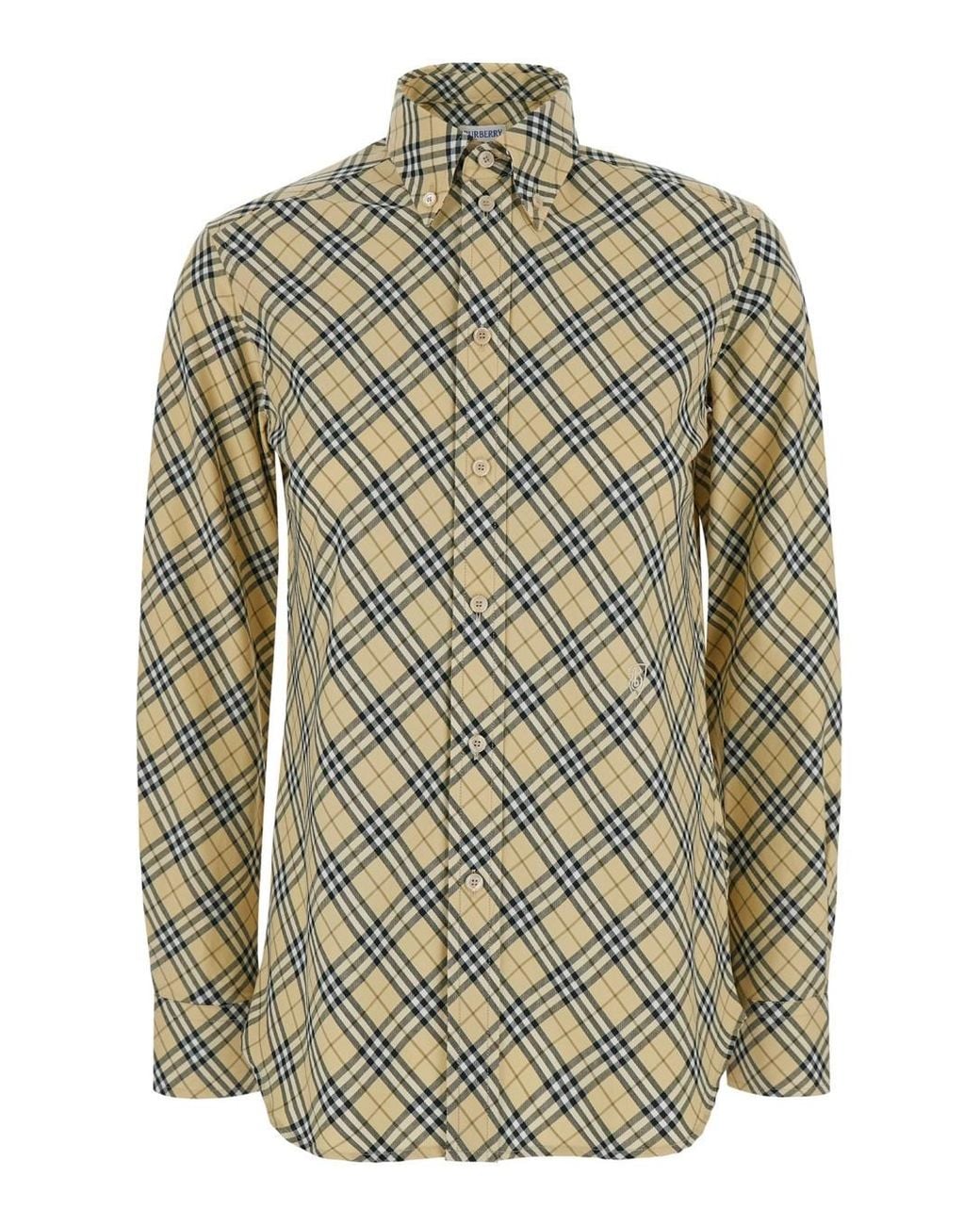 Burberry Natural Oversize Shirt With All-Over Check Motiv
