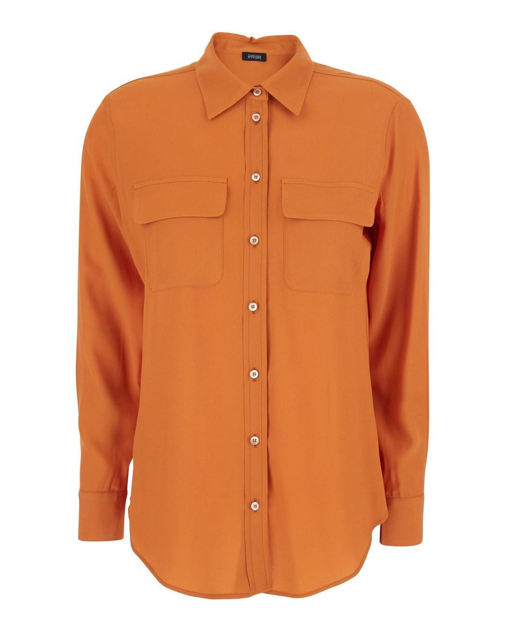 Le Plain Orange Shirt With Applied Pockets On The Front