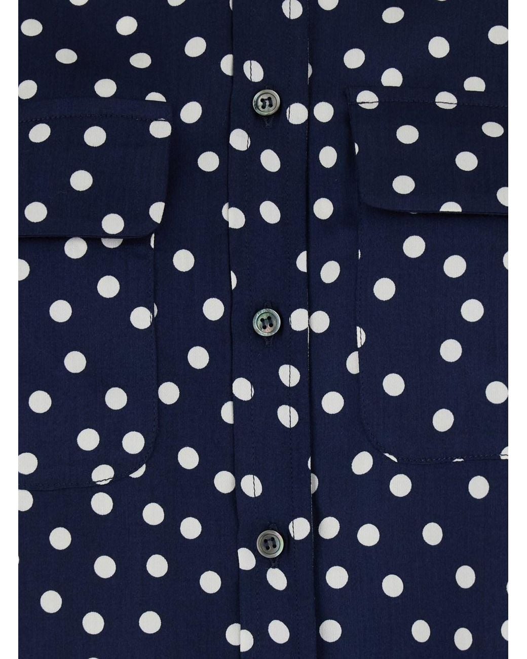 Le Plain Blue Long-Sleeved Shirt With Polka Dot Motif