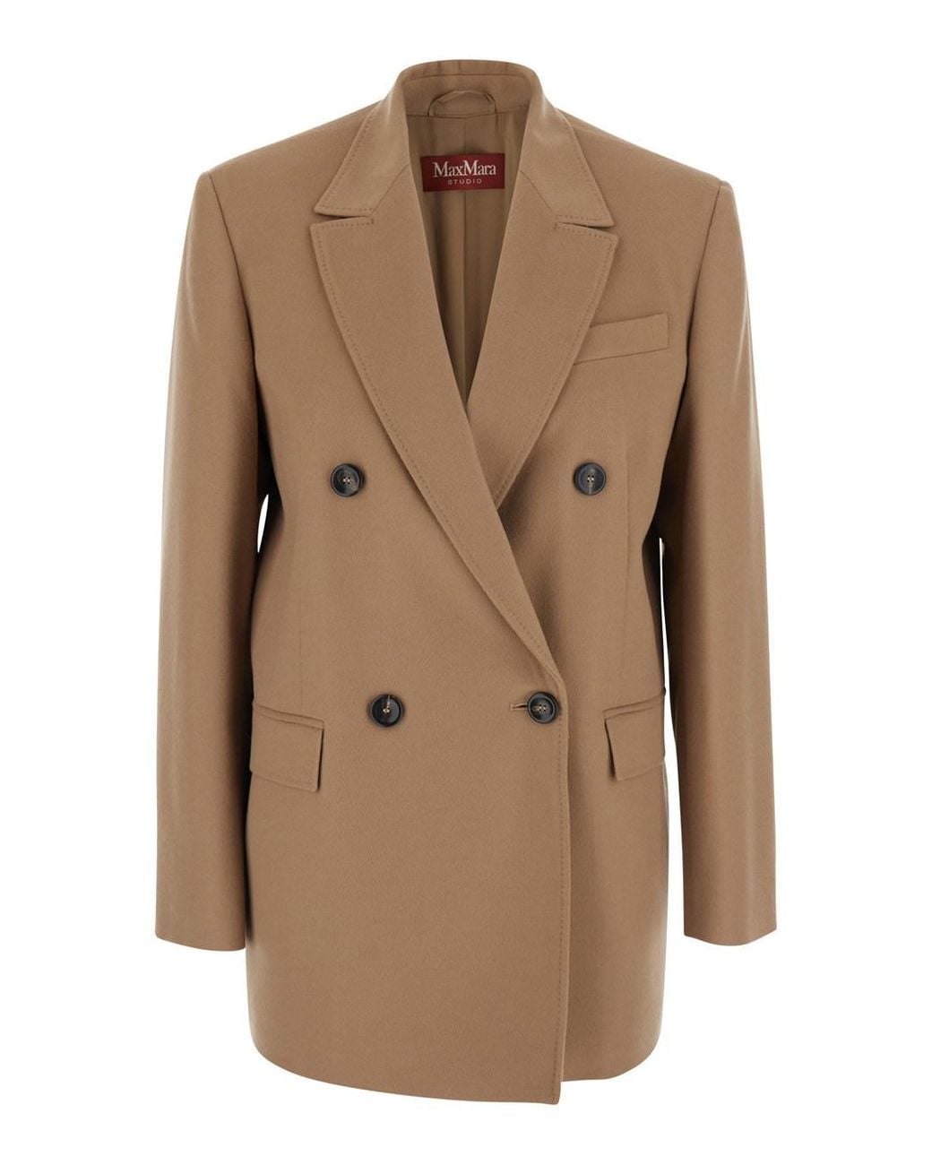 Max Mara Natural 'Hobby' Jacket With Notched Revers And Double-Bre