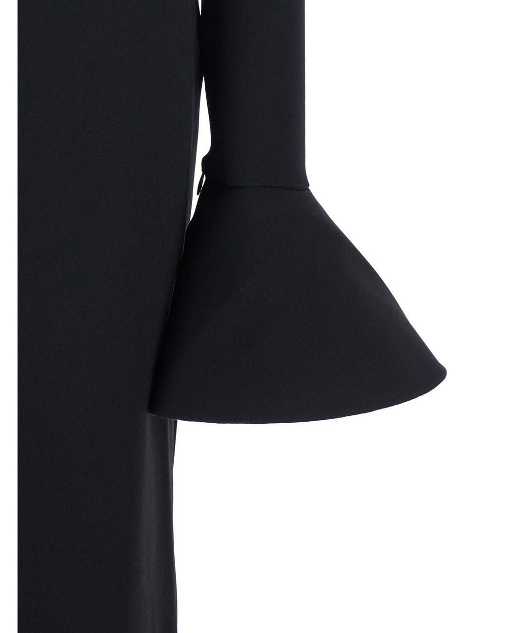 Solace London Black 'Anica' Long Dress With Square Neckline And Flared Cuffs