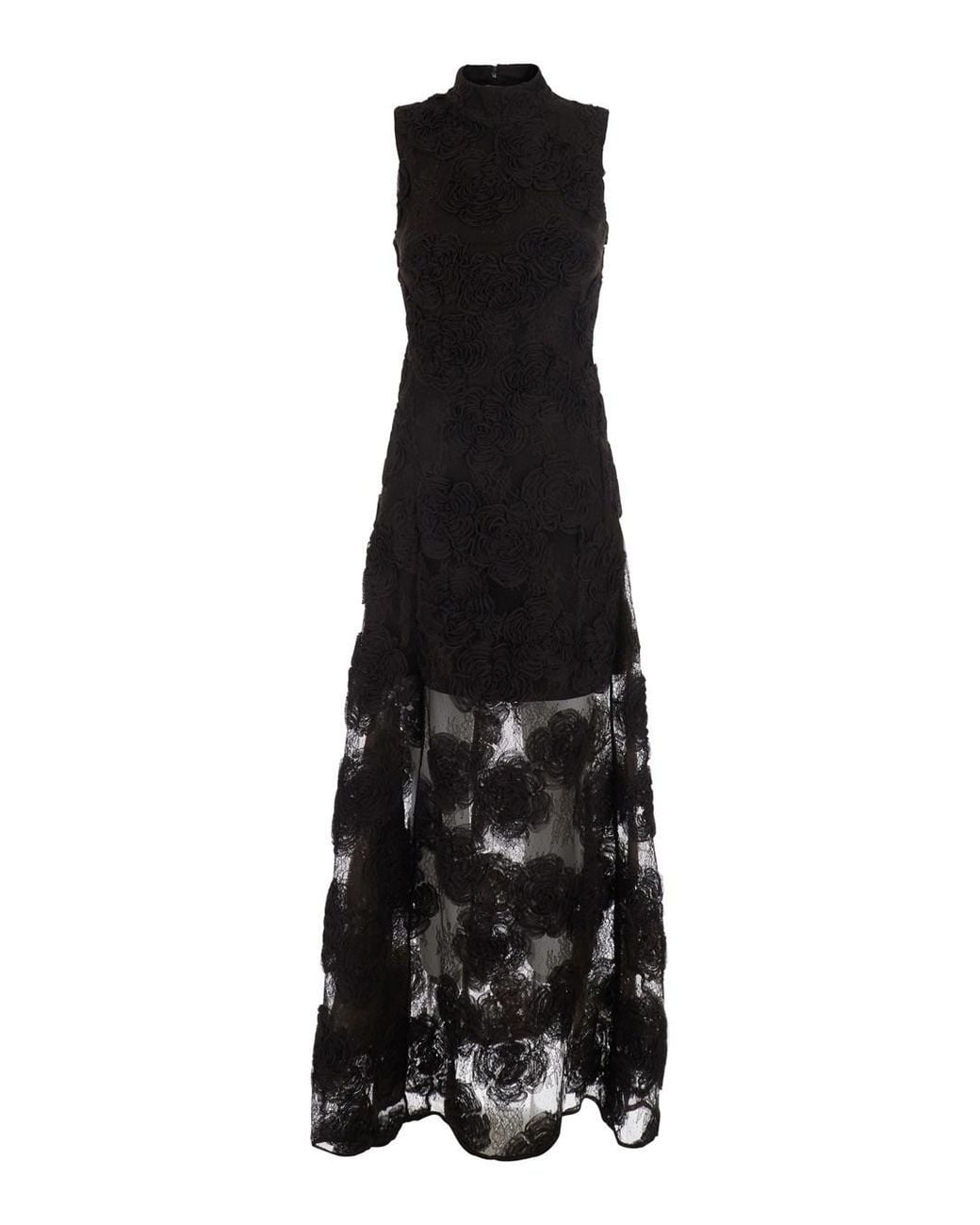 ROTATE BIRGER CHRISTENSEN Black Long Sleeveless Dress Polyamide