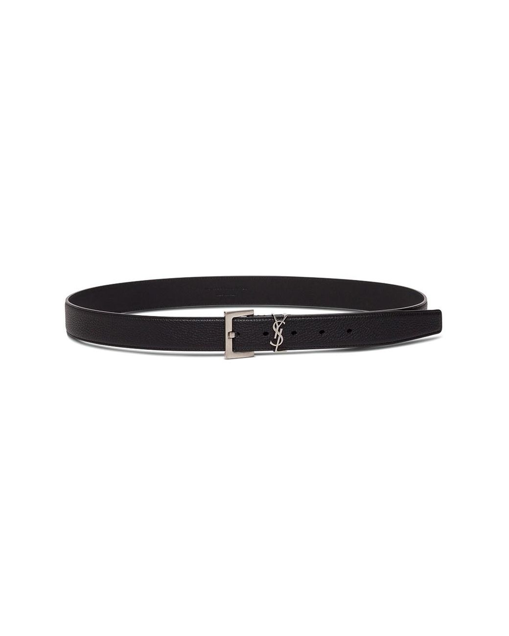 Saint Laurent Black Leather Belt With Logo Buckle for men
