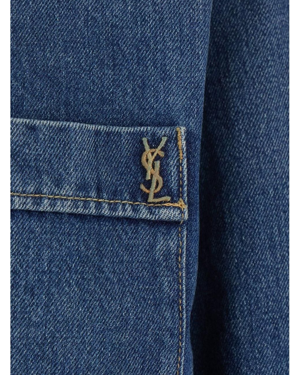 Saint Laurent Blue Denim Con Taschino Logo Piccolo for men